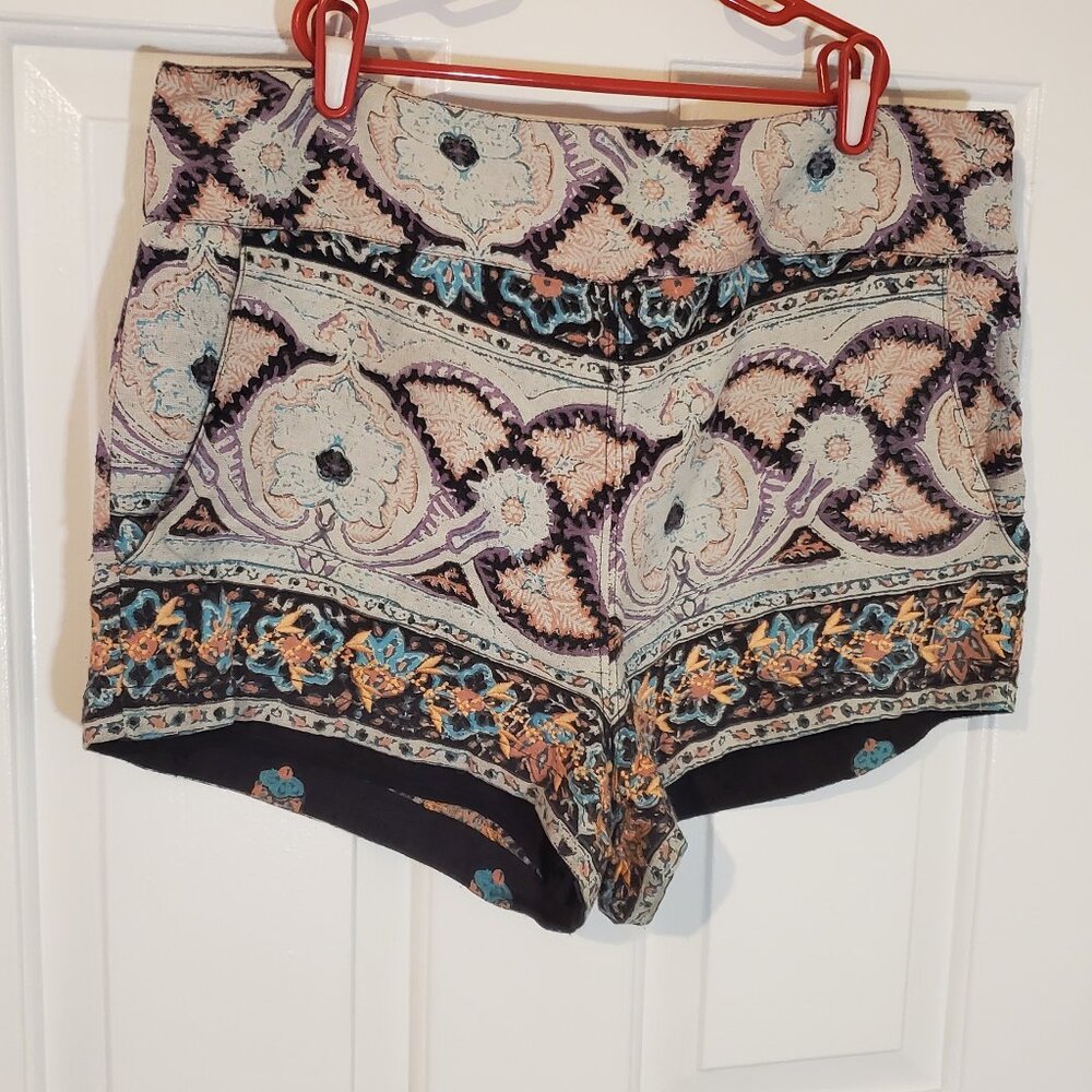 Free People Boho Floral Embroidered Shorts Size 12 Vintage